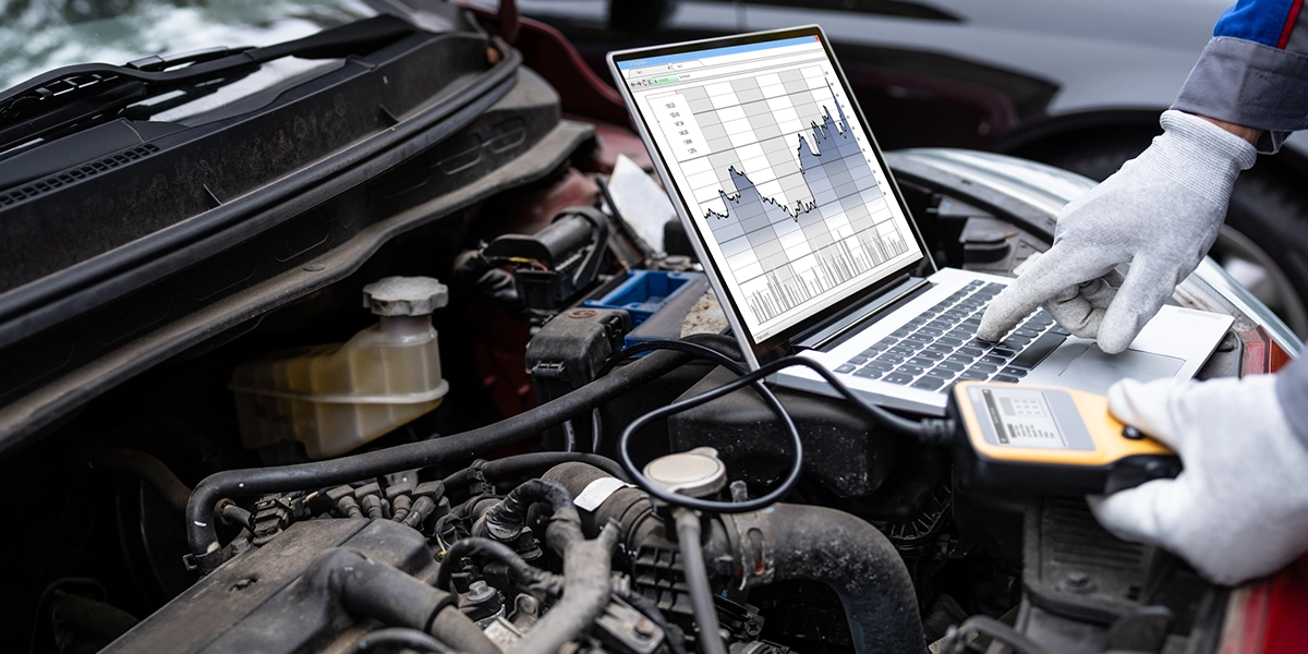 technician uses AI diagnostics tool